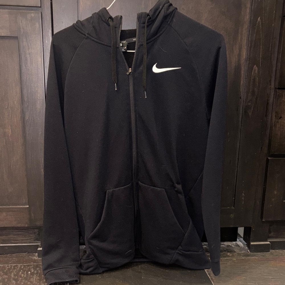 Nike Black Full-Zip Hoodie with White Logo